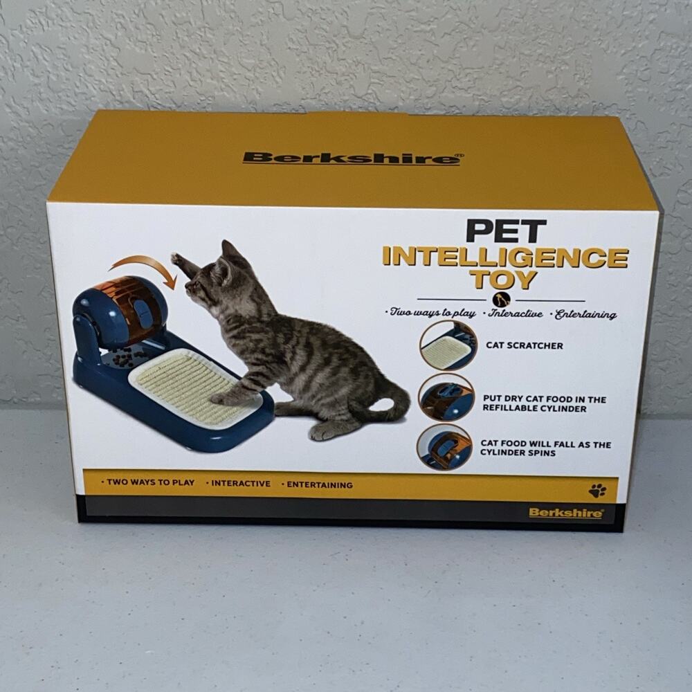 Pet Intelligence Toy Cat Scratcher Pat Dry Food Cylinder Feeder Interactive‎ NEW